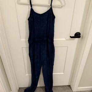 Cloth & Stone Blue Tie Dye Jumpsuit XS Spaghetti Strap Wide Leg Anthropologie